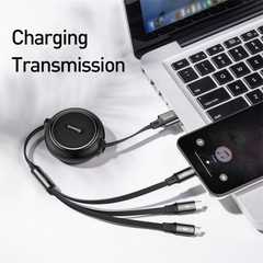 Cáp Sạc Dây Rút Baseus Golden Loop 3.5A | Tùy Chỉnh Độ Dài, Sạc & Truyền Dữ Liệu, USB to M+L+C