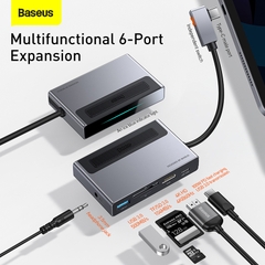 Hub Kẹp Baseus Magic Multifunctional 6 in 1 | Công Tắc Riêng, HDMI 4K@60Hz, Sạc PD 100W