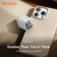 Sạc Nhanh Mcdodo GaN 45W 2 Cổng Type C, Sạc Nhanh PD, Điện Thoại, Siêu Nhỏ Gọn