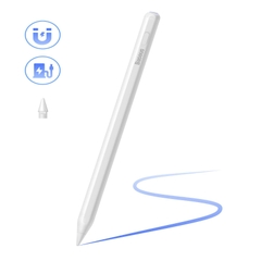 Bút Cảm Ứng Sạc  2 Chế Độ Baseus Smooth Writing 2 Series Dual Charging Stylus, White (Active Version Wireless/Cabled Charging, with Simple Series Data Cable White and active pen tip)