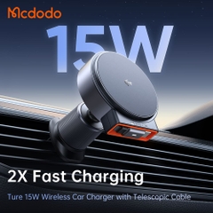Giá Đỡ Ô Tô Mcdodo MagQ Qi2 Kèm Dây Tự Rút Gọn | Sạc Không Dây 15W, Chứng Nhận Qi2