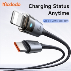 Cáp Sạc Nhanh Mcdodo 36W PD Type-C to Ln | Thiết Kế Trong Suốt, Có Đèn LED