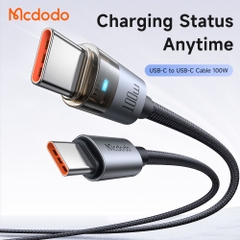 Cáp Sạc Nhanh Mcdodo Type-C to Type-C 100W Transparent Cable with Charging Light