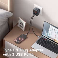 Cốc Sạc Kiêm Phích Cắm Chuyển Đổi Trabel Plus Adapter 2Type-C + USB 20W