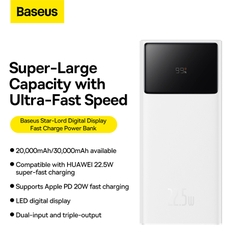 Sạc Dự Phòng Baseus Star-Lord 22.5W | Tùy Chọn 20000/30000mAh, Màn Hình LED (Bản OS)