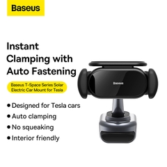 Giá Đỡ Điện Thoại Tự Động Baseus T-Space Solar | Thiết Kế Cho Xe Tesla Model 3/Y, Chắc Chắn