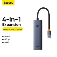 Hub Chuyển Đổi Baseus Flite Series | HDMI 4K, USB 3.0, PD & Nút Tắt Màn Hình, Nhiều Cổng