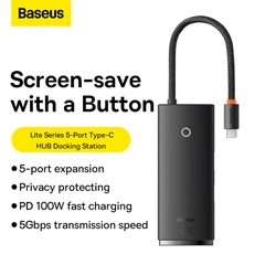 Hub Chuyển Đổi Baseus Lite 5 trong 1 | Xuất Hình HDMI 4K, 3xUSB 3.0, Sạc PD 100W