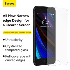 Bộ 2 Kính Cường Lực Baseus Crystal Cho iP SE2/SE3 | Full Màn Hình, Kèm Khung Dán