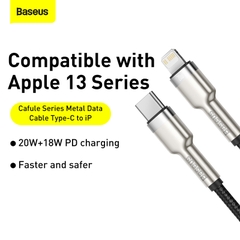 Cáp sạc nhanh C to Lightning 20W cho iPhone 12 Series Baseus Cafule Metal Series (20W, Type C to Lightning Fast charge & Data Cable)