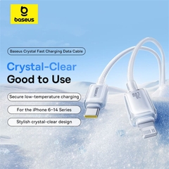 Cáp Sạc Nhanh Baseus Crystal PD 20W Type-C to Ln | Dây Dù Bọc 2 Lớp Siêu Bền