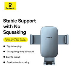 Giá Đỡ Điện Thoại Baseus Metal Age 3 | Gắn Khe Gió, Chống Rung, Hoạt Động Êm Ái