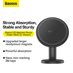 Giá Đỡ Baseus C01 Dán Taplo / Khe Gió | Nam Châm 4 Lõi, Keo 3M Nano Không Dấu Vết, Xoay 360 Độ