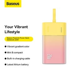 Sạc Dự Phòng OS-Baseus Popsicle Fast Charging Power Bank 5200mAh 20W (Kèm dây C to C 60W, 30cm, Trắng)