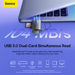 Đầu Đọc Thẻ Nhớ SD/TF Baseus Lite | Vỏ Kim Loại, Có Nắp Chống Bụi & Đèn Báo, Cổng USB & Type-C