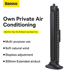 Quạt Baseus 2 trong 1 Gắn Màn Hình & Để Bàn | Dáng Dài 300mm, Không Cánh, Gió Tự Nhiên