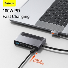 Hub Kẹp Baseus Magic Multifunctional 6 in 1 | Công Tắc Riêng, HDMI 4K@60Hz, Sạc PD 100W