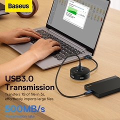 Bộ Chia USB Baseus Airjoy 4 trong 1 Thiết Kế Tròn Nhỏ Gọn, Hỗ Trợ USB 3.0 Tốc Độ Cao