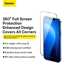 Bộ 2 Kính Cường Lực Baseus Full Viền Cho iP13 & 14 Series | Chống Sốc SGS, Có Lưới Chống Bụi Loa