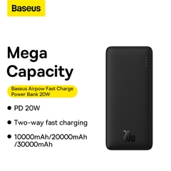 Sạc Dự Phòng Baseus Airpow 30000mAh Sạc Nhanh PD 20W | Dung Lượng Siêu Lớn, Sạc Nhanh 2 Chiều