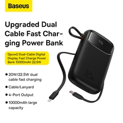 Sạc Dự Phòng Baseus Qpow2 22.5W | Kèm Sẵn 2 Cáp Ln & Type-C, Màn Hình LED, 10.000/20.000mAh