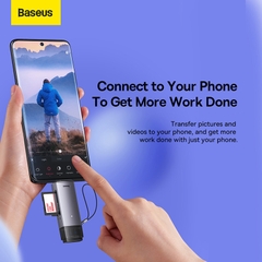 Đầu Đọc Thẻ Nhớ SD/TF Baseus Lite | Vỏ Kim Loại, Có Nắp Chống Bụi & Đèn Báo, Cổng USB & Type-C