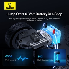 Thiết Bị Cứu Hộ Ô Tô Baseus Super Energy 4 trong 1 | Kích Bình 600A & Bơm Lốp Tự Ngắt An Toàn