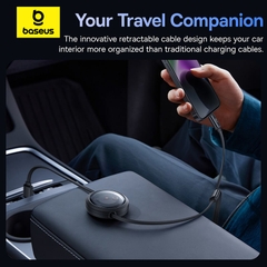 Cáp Sạc 3-in-1 Baseus Free2Draw USB to M+L+C 3.5A | Rút Gọn Siêu Tiện Lợi Vỏ Trong Suốt, Chống Rối