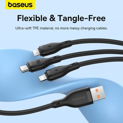 Cáp Sạc Nhanh Baseus Pudding 3 trong 1 USB to M+L+C 100W | Siêu Tốc 100W, Cân Mọi Thiết Bị