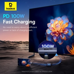 Cáp Xuất Hình Baseus High Definition Type-C to DP 8K | Chuyên Đồ Họa & Gaming 240Hz, Sạc Nhanh 100W