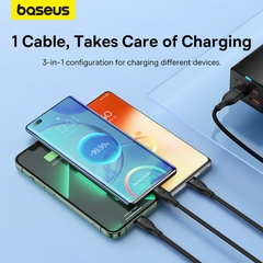 Cáp Sạc Nhanh Baseus Pudding 3 trong 1 USB to M+L+C 100W | Siêu Tốc 100W, Cân Mọi Thiết Bị
