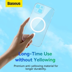 Ốp Lưng Baseus Crystal cho iP14 (Magnetic/Siêu Mỏng) | Kèm Cường Lực, Trong Suốt Chống Ố Vàng