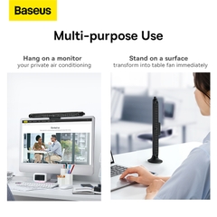 Quạt Baseus 2 trong 1 Gắn Màn Hình & Để Bàn | Dáng Dài 300mm, Không Cánh, Gió Tự Nhiên