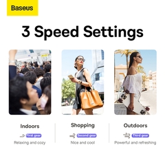 Quạt Mini Cầm Tay Baseus 2000/4000mAh | 3 Tốc Độ Gió, Mát Lạnh Tức Thì (4000mAh)