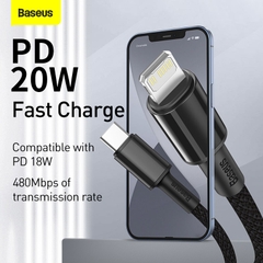 Cáp Sạc Nhanh Baseus High Density PD 20W Type-C to Ln | Dây Dù Siêu Bền