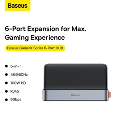 Dock Chơi Game Baseus GamerX Cho Steam Deck, Switch | Hub Type-C Xuất 4K 60Hz, Cổng Mạng LAN