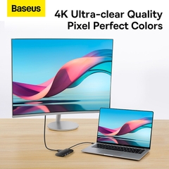 Hub Chuyển Đổi Baseus Lite 6 In 1 |  Type-C to HDMI 4K USB3.0 & Khe Thẻ Nhớ SD/TF [Phiên bản Data]