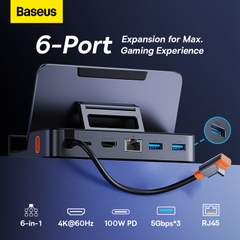 Dock Chơi Game Baseus GamerX Cho Steam Deck, Switch | Hub Type-C Xuất 4K 60Hz, Cổng Mạng LAN