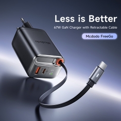 Củ Sạc Mcdodo FreeGo 67W GaN Kèm Cáp Rút | 3 Cổng Sạc Nhanh Laptop & Điện Thoại