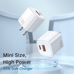 Củ Sạc Nhanh Mcdodo Nano GaN 33W | 2 Cổng Type-C & USB, Siêu Nhỏ Gọn, Sạc PD + QC