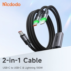 Cáp Sạc Nhanh Đa Năng Mcdodo 2-in-1 cable C to C + iP/C Simple version (1.5m)