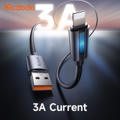 Cáp Sạc Mcdodo USB to Ln 3A | Có Đèn LED "Hơi Thở" Báo Sạc Độc Đáo, Dây Dù, Vỏ Hợp Kim
