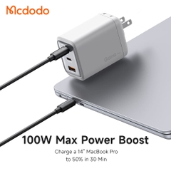 Cốc Sạc Nhanh Mcdodo Gana Mini 100W | 3 Cổng Sạc, Sạc Nhanh Laptop Điện Thoại, 2Type-C + USB