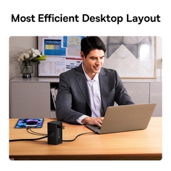 Bộ Sạc Nhanh 65W OS-Baseus PowerCombo Digital PowerStrip 2AC+1U+1C+Retractable-C 65W (Chân cắm tròn, dây dài 1.5M)