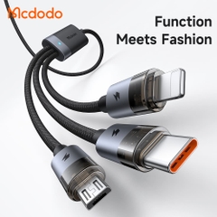 Cáp Sạc Nhanh Mcdodo USB / Type-C to M+L+C 6-in-1 100W Transparent Cable with Charging Light
