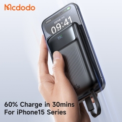 Pin Sạc Dự Phòng Mcdodo 10000mAh | Tích Hợp Sẵn Cáp Type-C & Ln, Màn Hình LED