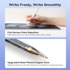 Bút Cảm Ứng Sạc  2 Chế Độ Baseus Smooth Writing 2 Series Dual Charging Stylus, White (Active Version Wireless/Cabled Charging, with Simple Series Data Cable White and active pen tip)