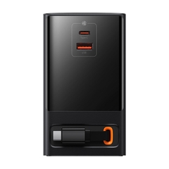Trạm Sạc GaN5 Baseus 65W PowerCombo | 3 Ổ Cắm AC, 1 Type-C, 1 USB, Kèm Cáp Rút 65W
