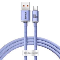 Cáp Sạc Baseus Crystal Shine USB to Type-C 100W | Dây Dù Siêu Bền, Hỗ Trợ Dòng Điện 6A Max