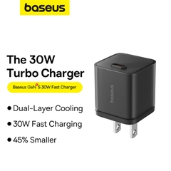 Cốc Sạc nhanh OS-Baseus GaN5S Fast Charger 1C 30W (Chân dẹp US)